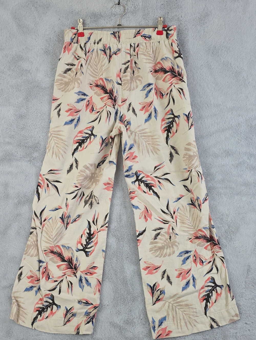 Briggs Linen Blend Tropical Print Wide Leg Pants Women's Medium Pull On Beach - Picture 3 of 9